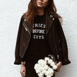 Brunette The Label | 'Fries Before Guys' Sweatshirt In Black